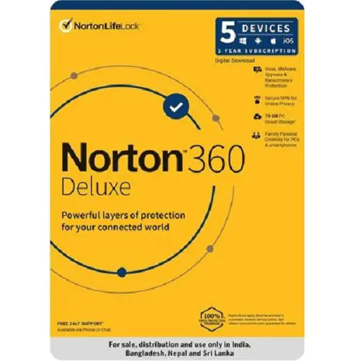 norton 360 deluxe 5 users 1 year